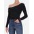 Manches longues à côtes asymétriques, Taille: XL, Couleur: Noir
