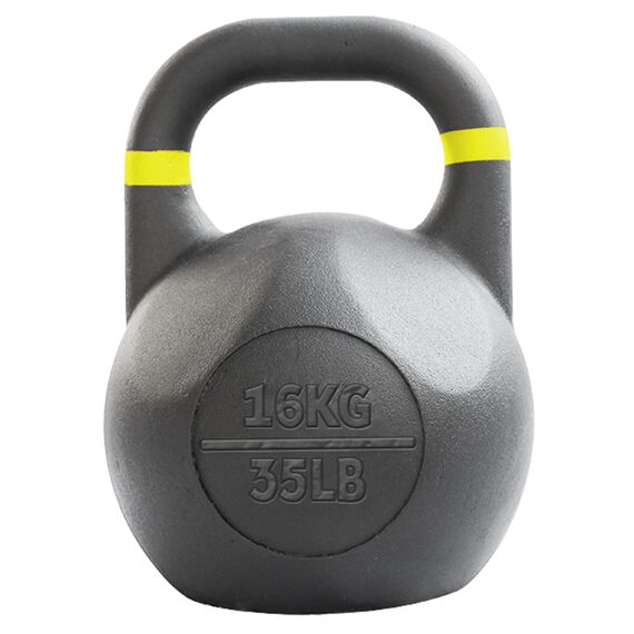 Kettlebell en acier avec revêtement en poudre GladiatorFit | 16 KG, Couleur: Noir, Poids kg: 16 