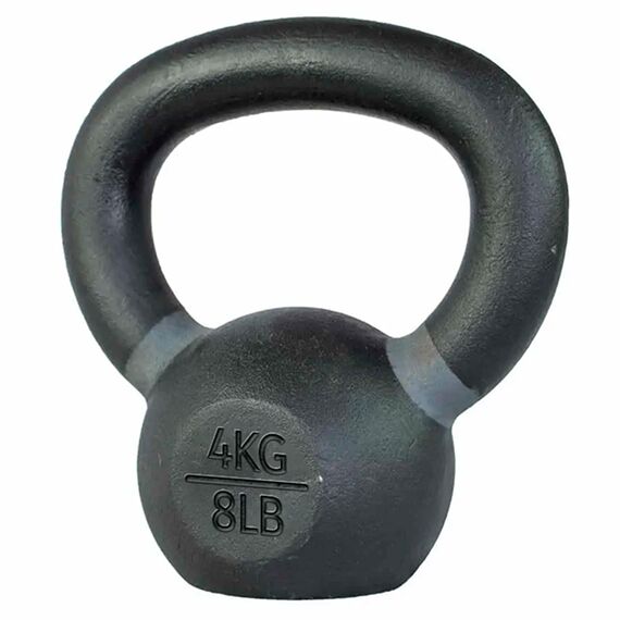 Powder-coated steel kettlebell GladiatorFit | 4 KG, Colour: Schwarz, Additional Weight: 4 kg