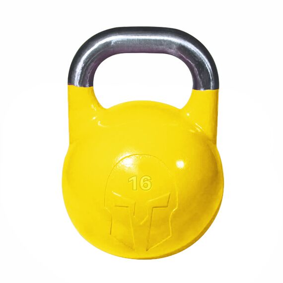 Cast-iron competition kettlebell with inlaid logo | 16 KG, Colour: Yellow, Additional Weight: 16 kg