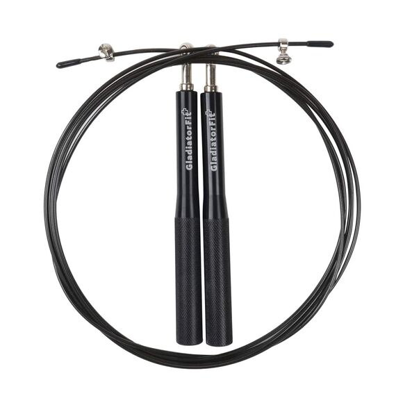 3M adjustable aluminium "Speed Rope" skipping rope + bag GladiatorFit | Black, Colour: Schwarz