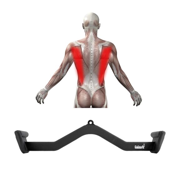 Long, ergonomic steel handle for pulley pulls GladiatorFit, 5 image