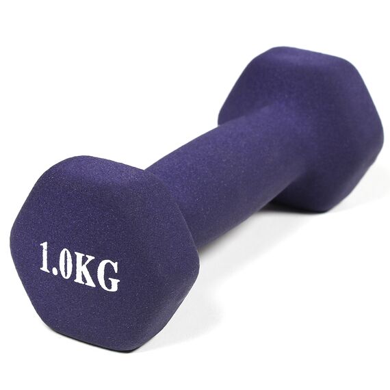 Neoprene dumbbells for bodybuilding and fitness (set of 2) | 2 x 1 KG, Colour: Violett, Additional Weight: 1 kg, 3 image