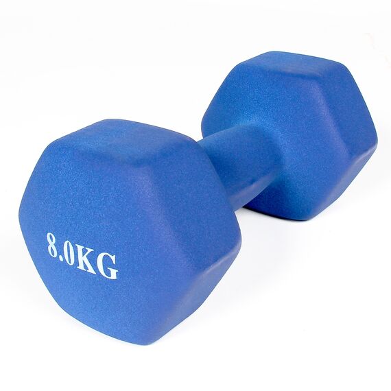 Haltères néoprène musculation et fitness (lot de 2) | 2 x 8 KG, Couleur: Bleu, Poids kg: 8 , 3 image