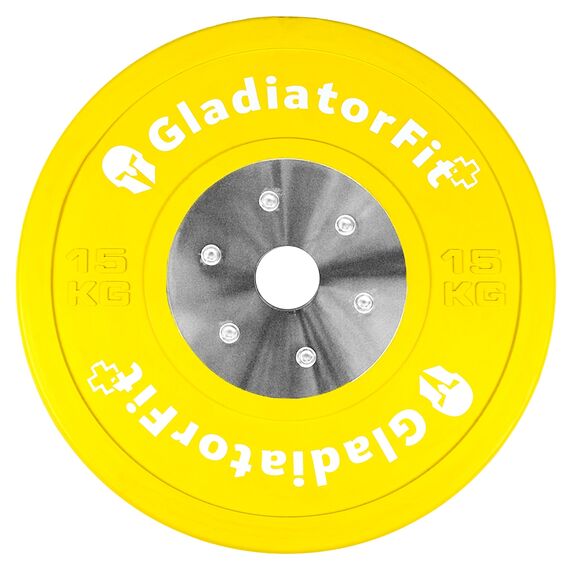 Gummischeibe Competition "Bumper Plate" Ø 51mm | 15 KG, Farbe: Gelb, Zusatzgewicht: 15 kg, 4 image