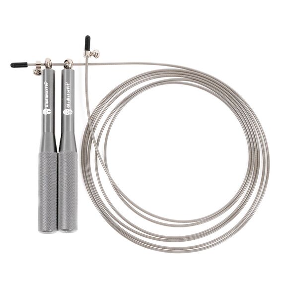3M adjustable aluminium "Speed Rope" skipping rope + bag GladiatorFit | Grey, Colour: Silber