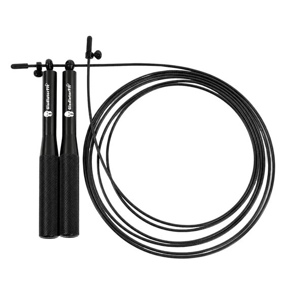 Springseil "Speed Rope" 3m aus Aluminium + Tasche GladiatorFit | Schwarz, Farbe: Schwarz