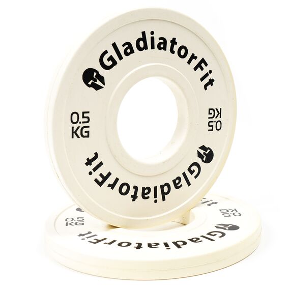 Disques fractionnaires en caoutchouc "Fractional Plate" Ø 51mm GladiatorFit (lot de 2) | 0.5 KG, Couleur: Blanc, Poids kg: 0,5 