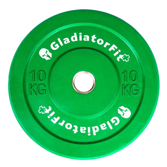 Olympische Scheibe gummifarbig "Bumper Plate" Ø 51mm | 10 KG, Farbe: Grün, Zusatzgewicht: 10 kg