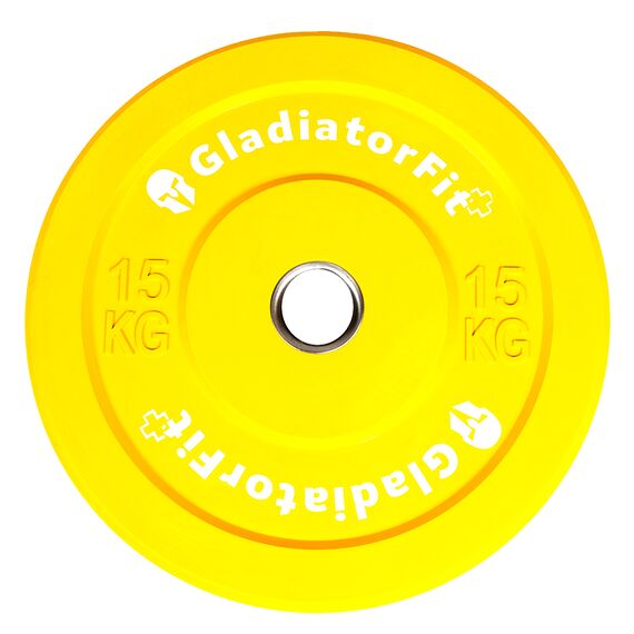 Olympic color rubber "Bumper Plate" Ø 51mm | 15 KG, Colour: Yellow, Additional Weight: 15 kg