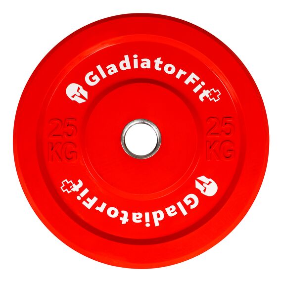 Olympische Scheibe gummifarbig "Bumper Plate" Ø 51mm | 25 KG, Farbe: Rot, Zusatzgewicht: 25 kg