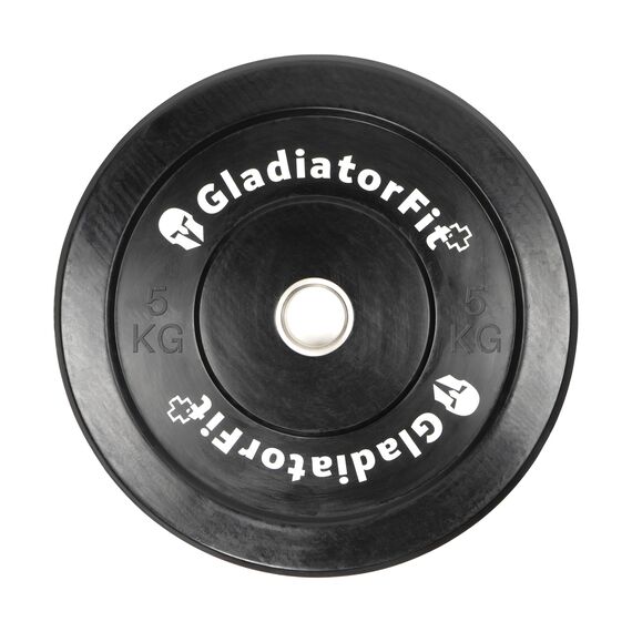 Disque olympique noir caoutchouc "Bumper Plate" Ø 51mm GladiatorFit | 5 KG, Couleur: Noir, Poids kg: 5 