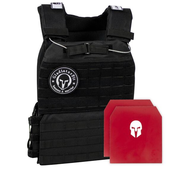 Weighted tactical vest with "Weighted Vest" plates | Black 6.5 KG