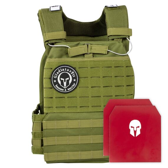 Weighted tactical vest with "Weighted Vest" plates | Military green 6.5 KG