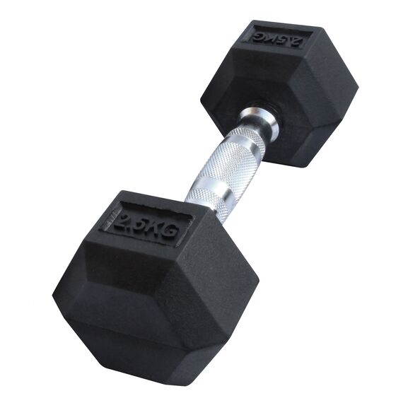 Hex Dumbbell in rubber GladiatorFit | 2.5 KG, Colour: Schwarz, Additional Weight: 2.5 kg