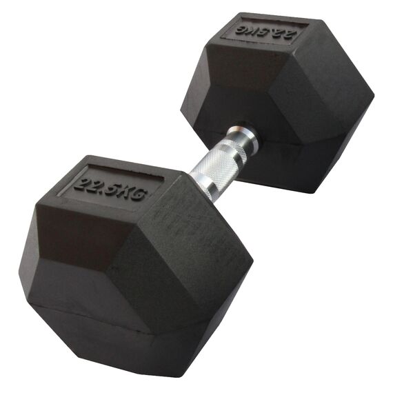 Hex Dumbbell in rubber GladiatorFit | 22.5 KG, Colour: Schwarz, Additional Weight: 22.5 kg