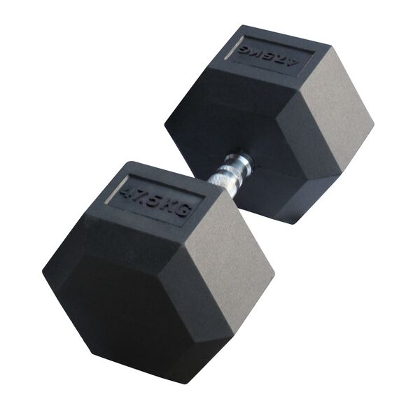 Hex Dumbbell in rubber GladiatorFit | 47.5 KG, Colour: Schwarz, Additional Weight: 47.5 kg