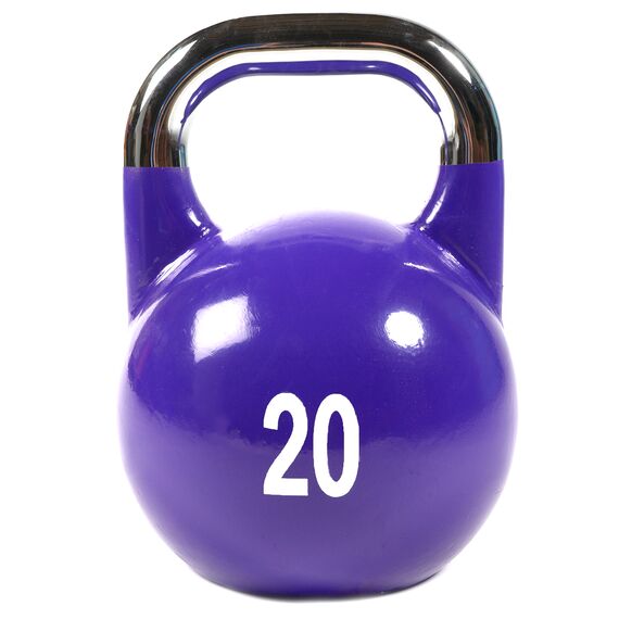 Wettkampf-Kettlebell aus Gusseisen mit aufgemaltem Logo | 20 KG, Farbe: Violett, Zusatzgewicht: 20 kg