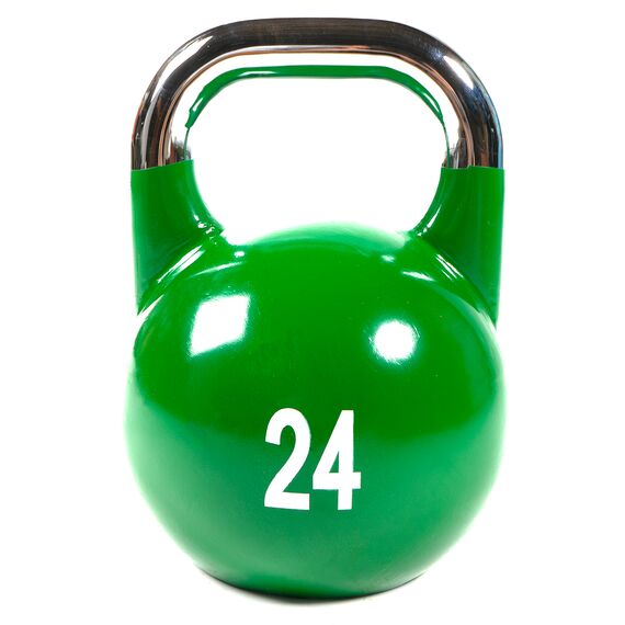 Cast iron competition kettlebell with painted logo | 24 KG, Colour: Green, Additional Weight: 24 kg