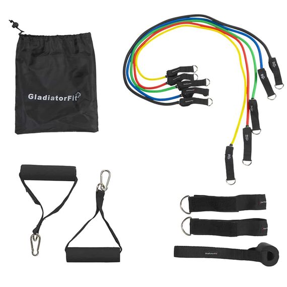 Elastic resistance band/tube kit with handles + bag