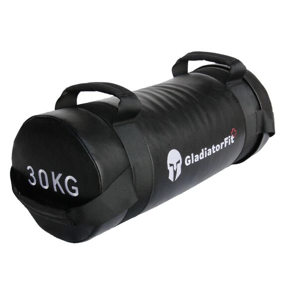 Sandbag", ein mit Sand beschwerter Kraftsack mit Griffen | 30 KG, Farbe: Schwarz, Zusatzgewicht: 30 kg