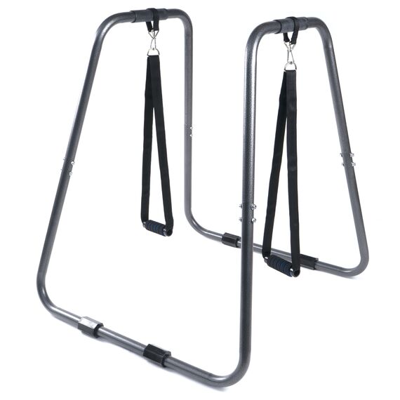 Dips station for fitness training in reinforced steel with straps