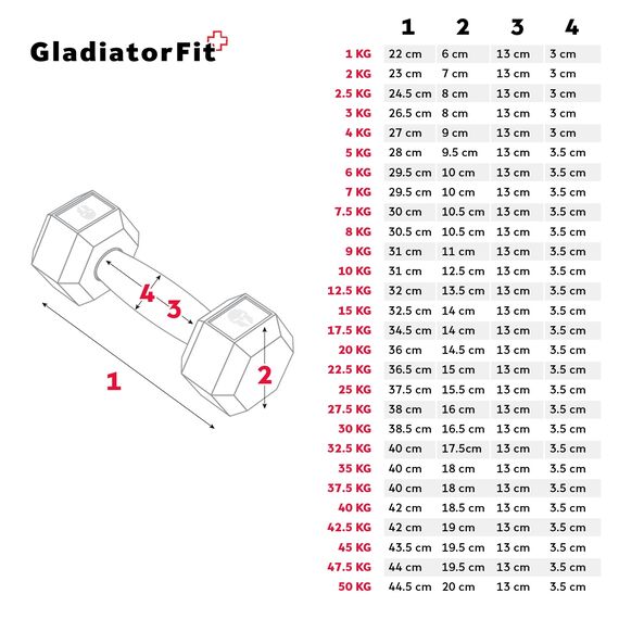 Hex Dumbbell in rubber GladiatorFit | 32.5 KG, Colour: Schwarz, Additional Weight: 32.5 kg, 2 image