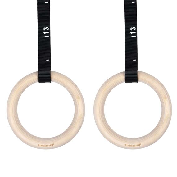 Gymnastics rings Ø 25mm in wood with adjustable strap