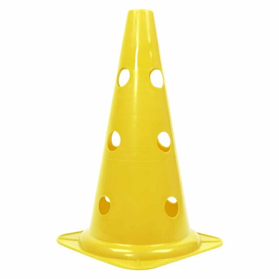 Cône 38cm 3 trous pour jalons Ø 25mm | Jaune, Couleur: Jaune