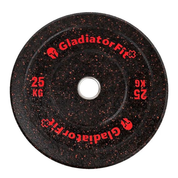 Disque olympique "Hi-Temp" Caoutchouc Ø 51mm GladiatorFit | 25 KG, Couleur: Rouge, Poids kg: 25 