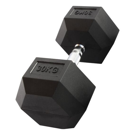 Sechseckige Hantel "Hex Dumbbell" aus Gummi GladiatorFit | 30 KG, Farbe: Schwarz, Zusatzgewicht: 30 kg