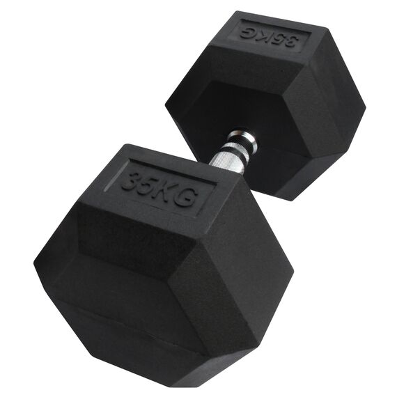 Haltère hexagonal "Hex Dumbbell" en caoutchouc GladiatorFit | 35 KG, Couleur: Noir, Poids kg: 35 