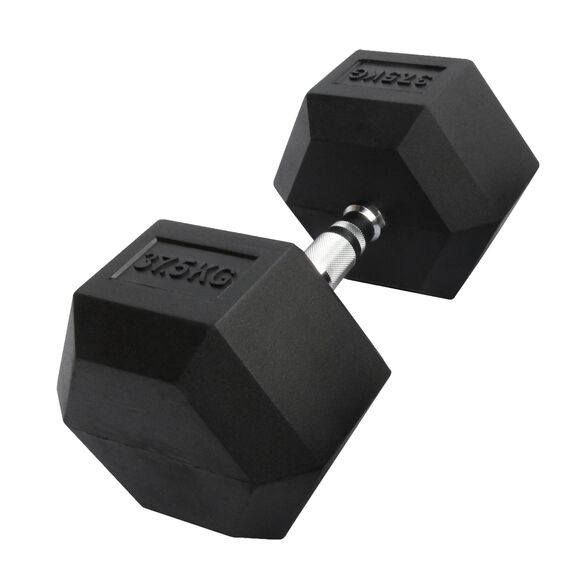 Hex Dumbbell in rubber GladiatorFit | 37.5 KG, Colour: Schwarz, Additional Weight: 37.5 kg