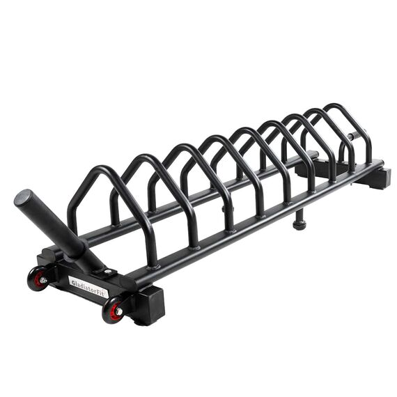 Steel storage rack on wheels for Ø 50mm weight discs