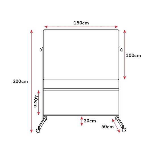 Magnetische Weißwandtafel 100x150cm mit Rollen, 2 image