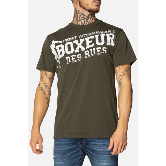 Round Neck Big Logo T-Shirt, Taille: L, Couleur: Kaki