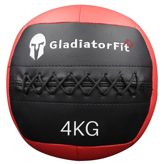 Ultra-strapazierfähiger Wall Ball aus Kunstleder GladiatorFit | 4 KG, Farbe: Schwarz, Zusatzgewicht: 4 kg