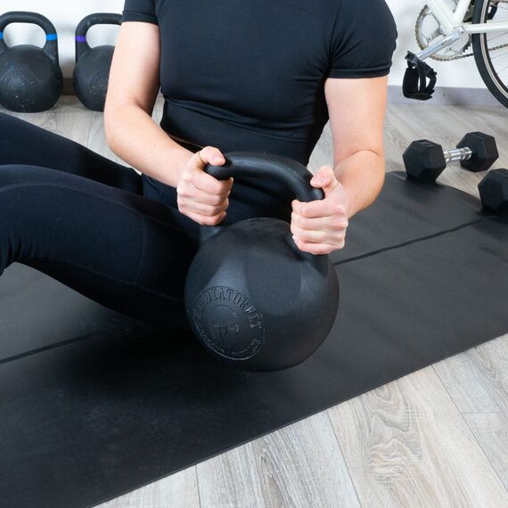 Kettlebell en acier avec revêtement en poudre | 12 KG, Couleur: Noir, Poids kg: 12 , 7 image