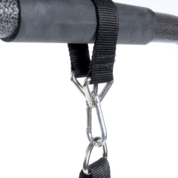 Dips station for fitness training in reinforced steel with straps, 7 image