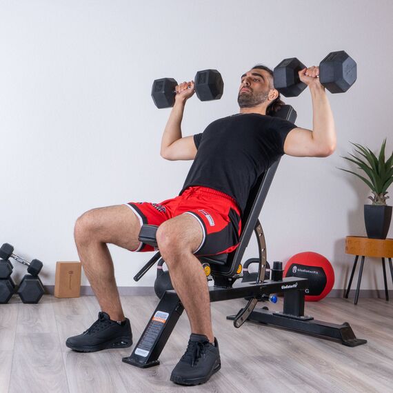 Hex Dumbbell in rubber GladiatorFit | 32.5 KG, Colour: Schwarz, Additional Weight: 32.5 kg, 8 image