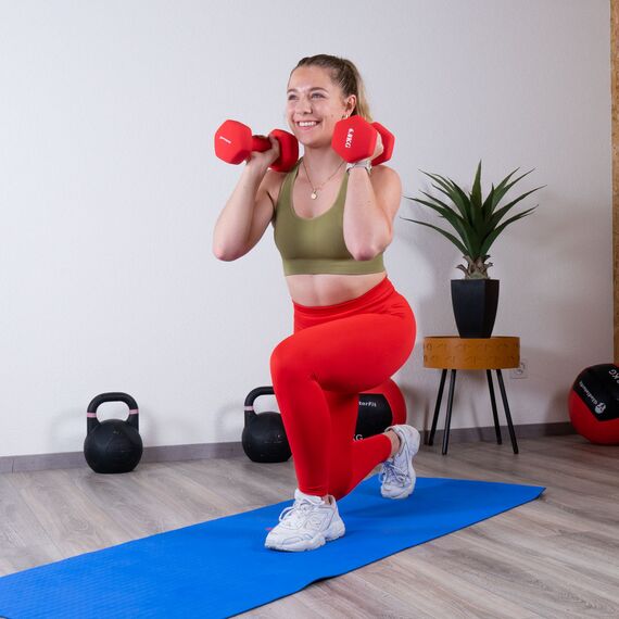 Haltères néoprène musculation et fitness (lot de 2) | 2 x 3 KG, Couleur: Rouge, Poids kg: 3 , 6 image