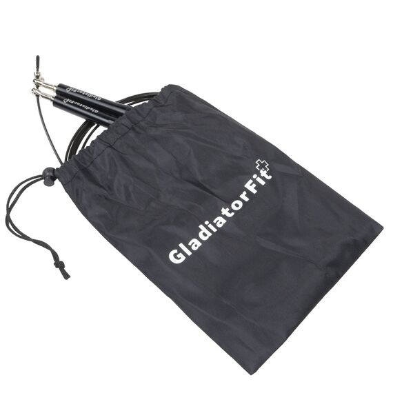 3M adjustable aluminium "Speed Rope" skipping rope + bag GladiatorFit | Black, Colour: Schwarz, 5 image