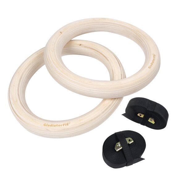 Gymnastics rings - wooden crosstraining Ø 32mm + adjustable straps, 6 image