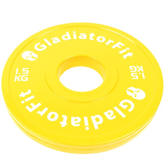 Fractional Plate" rubber discs Ø 51mm (set of 2) | 1.5 KG, Colour: Yellow, Additional Weight: 1,5 kg, 5 image