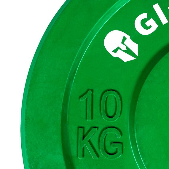 Olympische Scheibe gummifarbig "Bumper Plate" Ø 51mm | 10 KG, Farbe: Grün, Zusatzgewicht: 10 kg, 5 image