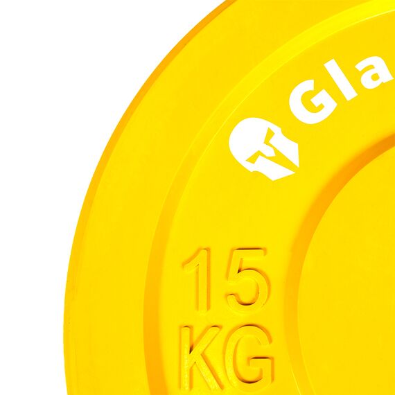 Olympische Scheibe gummifarbig "Bumper Plate" Ø 51mm | 15 KG, Farbe: Gelb, Zusatzgewicht: 15 kg, 5 image