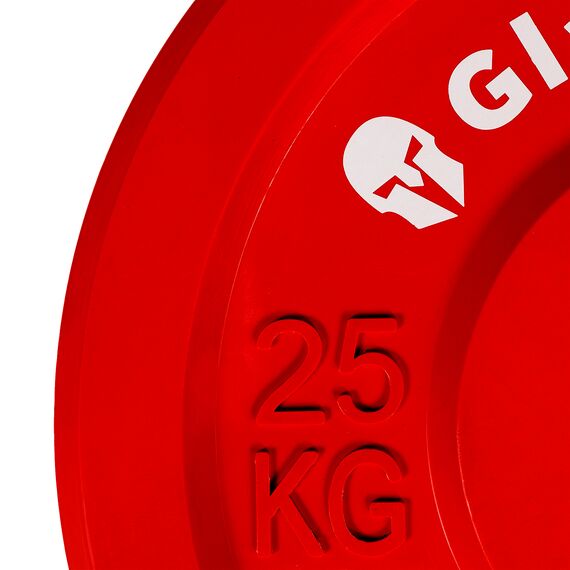 Olympische Scheibe gummifarbig "Bumper Plate" Ø 51mm | 25 KG, Farbe: Rot, Zusatzgewicht: 25 kg, 5 image