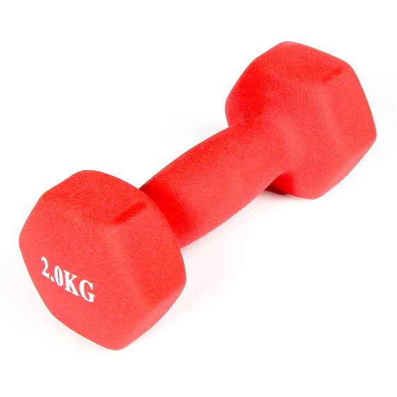 Haltères néoprène musculation et fitness (lot de 2) | 2 x 2 KG, Couleur: Rouge, Poids kg: 2 , 4 image