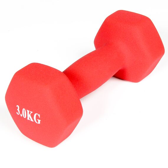 Haltères néoprène musculation et fitness (lot de 2) | 2 x 3 KG, Couleur: Rouge, Poids kg: 3 , 4 image