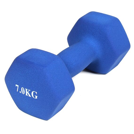Haltères néoprène musculation et fitness (lot de 2) GladiatorFit | 2 x 7 KG, Couleur: Bleu, Poids kg: 7 , 4 image